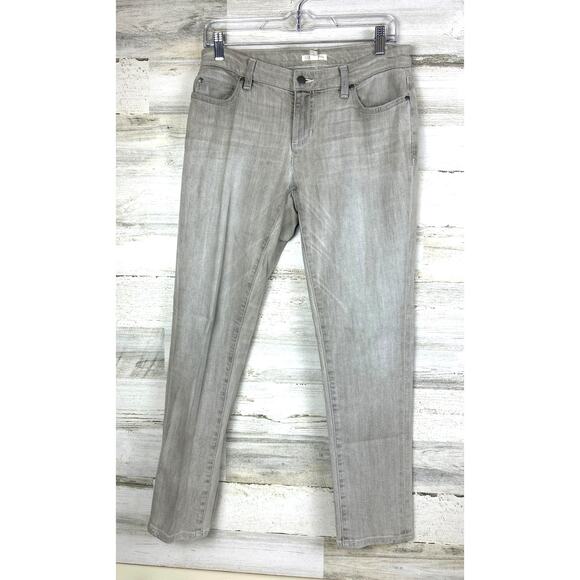 Eileen Fisher Womens 6 Gray Mid Rise Straight Leg Distressed Denim Jeans - Picture 1 of 5